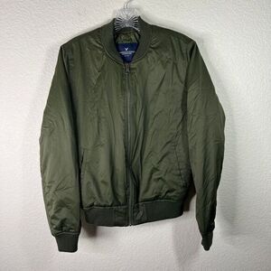 American Eagle Olive Green Bomber Jacket Women's Casual‎ Outerwear Winter Size S